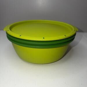 4 pcs Green Tupperware Smart Steamer Microwave Cooker Strainer Colander Bowl